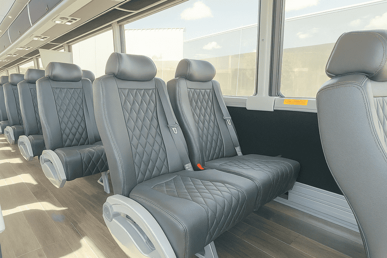 interior of Jersey City Minibus Company charter bus